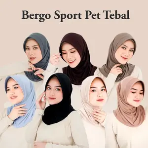 Jilbab Sport Pet Tebal | Hijab Bergo Sport | Kerudung Instan