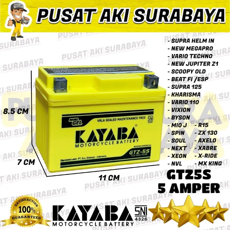 ORIGINAL AKI KERING MOTOR ACCU KAYABA GTZ5S HONDA BEAT KARBU VARIO TECHNO  SKYWAVE SKYDRIVE REVO BLADE SHOGUN YTZ5S DTZ5S YTZ4V MTZ5S 1