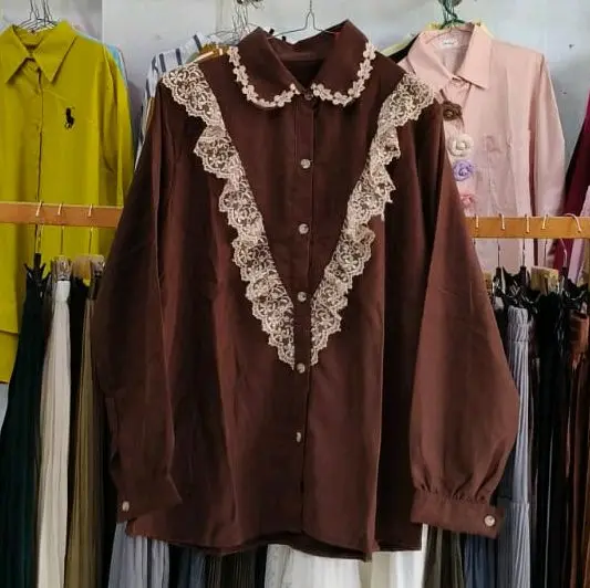 Safriani lhokseumawe Atasan koderay kakya wanita kekinian quality premium lengan panjang katun  Kerah Muslim Formal Oversize Nyaman Dewasa 2