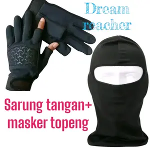 Dream Reacher Paket Motoran Sarung Tangan Dan Masker Ninja Balclva Hitam Polos Pria Dewasa Sarung Tangan Aja Dan Masker Aja Motorcycle