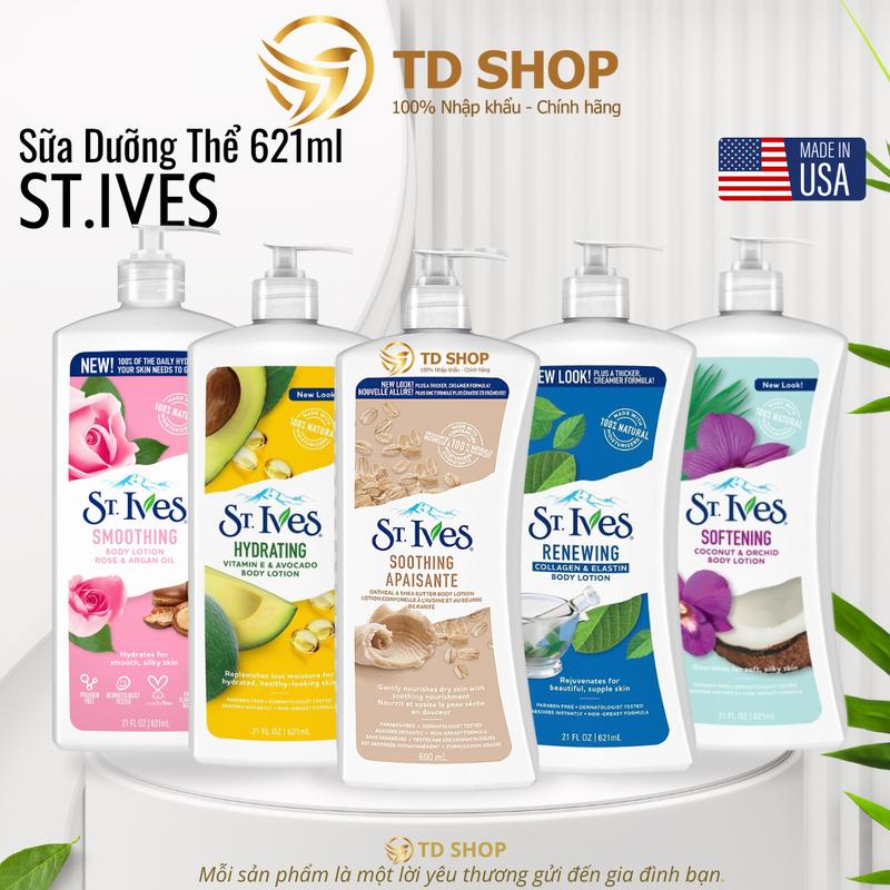 NK Mỹ Sữa Dưỡng Thể Cấp ẩm sâu cho da St.Ives 621ml Vitamin E I Yến mạch I Collagen - TD Shop