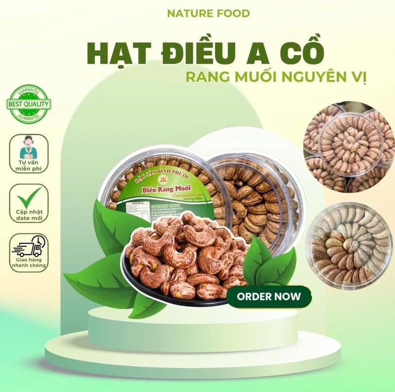 500gr Hạt điều A Cồ Rang Muối Loại Thượng Hạng ( hạt to ) Xuất Khẩu NATURE FOOD  Thức Ăn