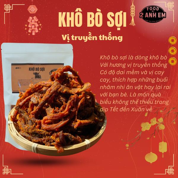   Mua 500g tặng quà  Bò khô sợi - gói 250g hoặc 500g - Vị cay - Phù hợp mọi lứa tuổi-Đồ ăn vặt-Food Snack 