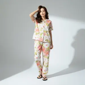 Firstlock Piyama Daisy Dreams Baju Tidur Wanita Lengan Pendek Motif Bunga Nyaman Untuk Tidur Di Rumah Size 110 Dan 120