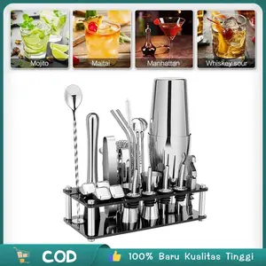 25 In 1 Paket Lengkap Cocktail Shaker Stainless Set Cocktail Shaker Cocktail Shaker Set Alat Shaker Minuman Set