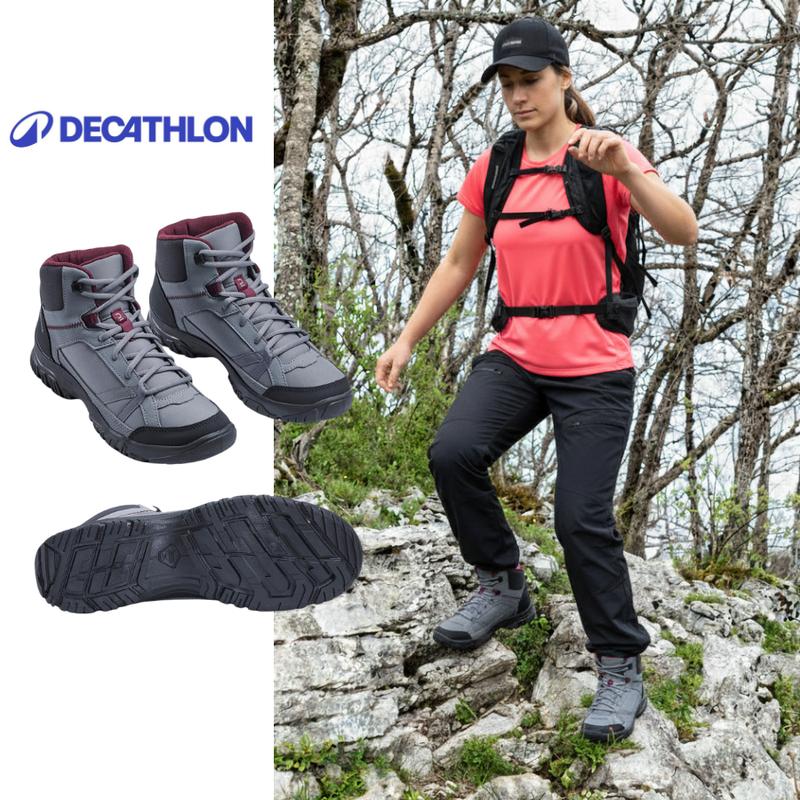  Giày leo núi chống trơn trượt cho nữ cổ lửng - NH100 xám 8649282 