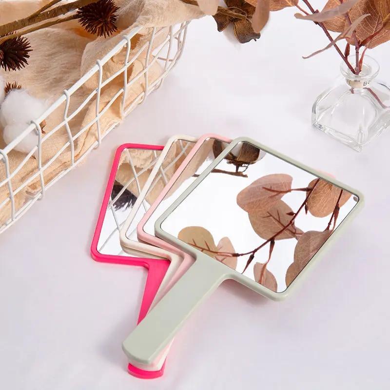 Product Introduction of 1Pc Random Color Square Handheld Cosmetic Mirror Eyelash Extension Makeup Mirrors with Handle Small Portable Travel Tools 13