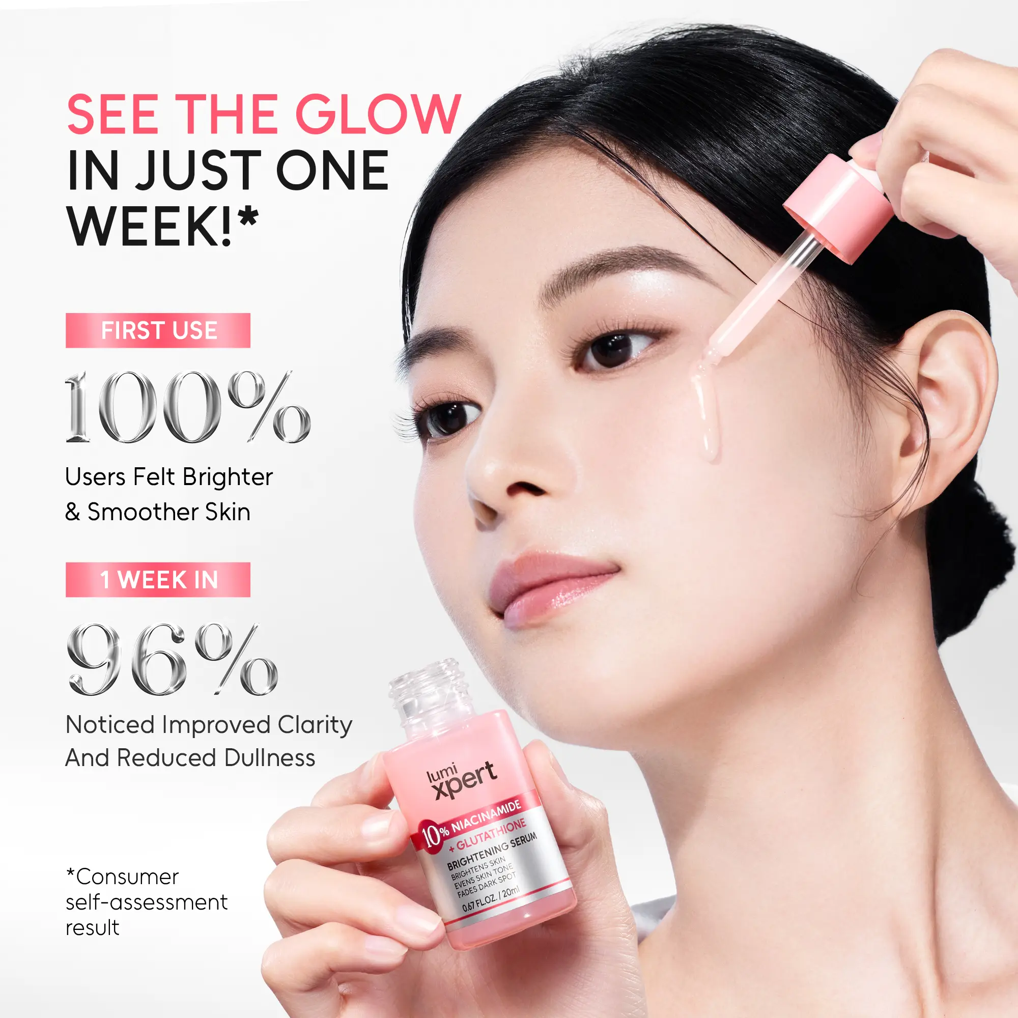 LUMIXPERT 10% Niacinamide Glutathione Brightening Serum 20ml | Niacinamide+ Glutathione Kompleks