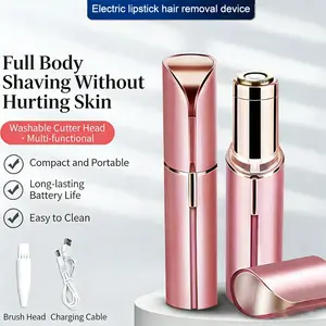Lipstick Hair Remover for Women - Portable Painless Bikini Trimmer, Washable Electric Shaver for Face, Underarm & Sensitive Skin