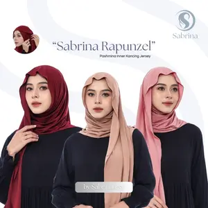 SABRINA Pashmina Rapunzel Kancing Inner Nutup Leher Jersey untuk Penampilan Elegan Anda Panjang
