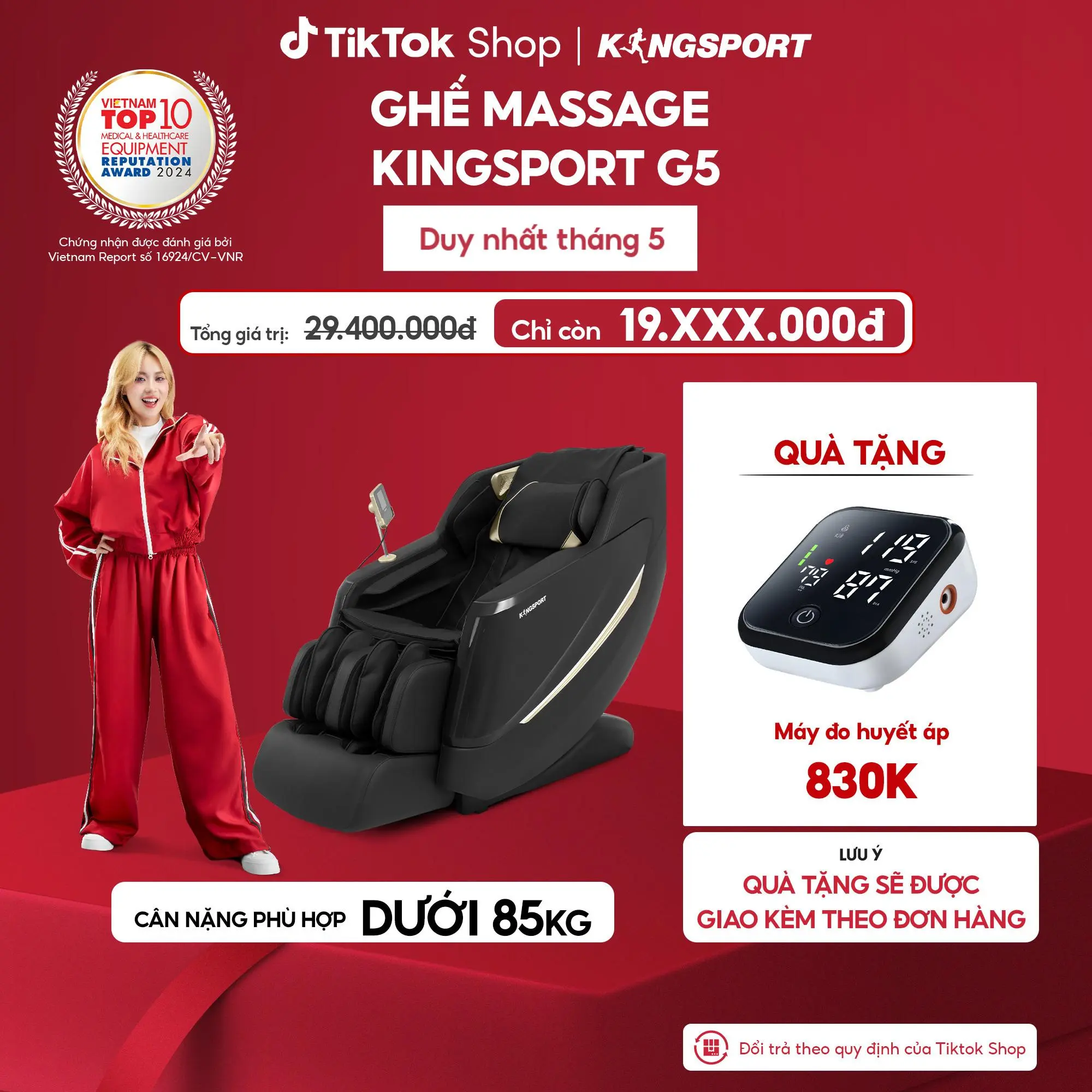 Livestream| Ghế massage KINGSPORT Standard G5 BLACK cao cấp con lăn 3D với 8 bài tập, thiết kế hiện đại 2024, công nghệ massage chuyên sâu