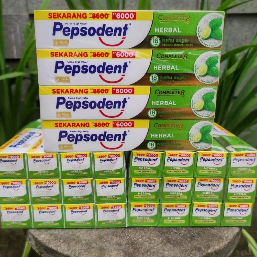 Isi 4 Pcs Pepsodent Complete8 Pasta Gigi Herbal Daun Sirih Jeruk Nipis Garam 65 gram