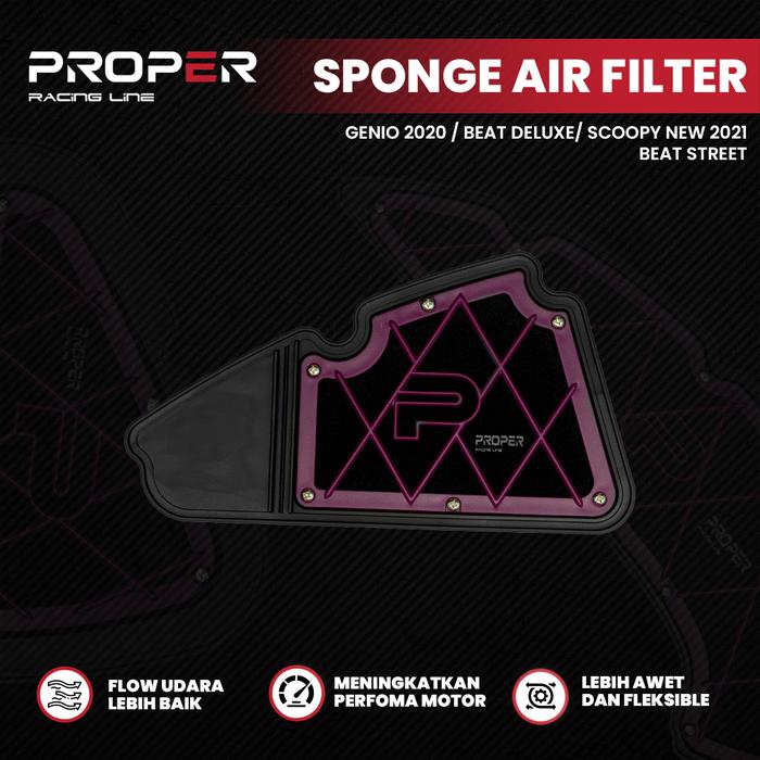 Gambar PROPER RACING LINE SPONGE AIR FILTER GENIO BEAT DELUX SCOOPY NEW 2021 BEAT STREET dari Proper Racing Line Kota Administrasi Jakarta Utara Tokopedia