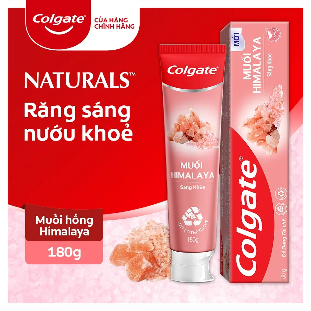 Colgate Kem Đánh Răng Muối Hồng Himalaya 180g - Sức Mạnh Từ Thiên Nhiên Cho Răng Chắc Khỏe & Bảo Vệ Nướu - Thuần Chay Không Gluten
