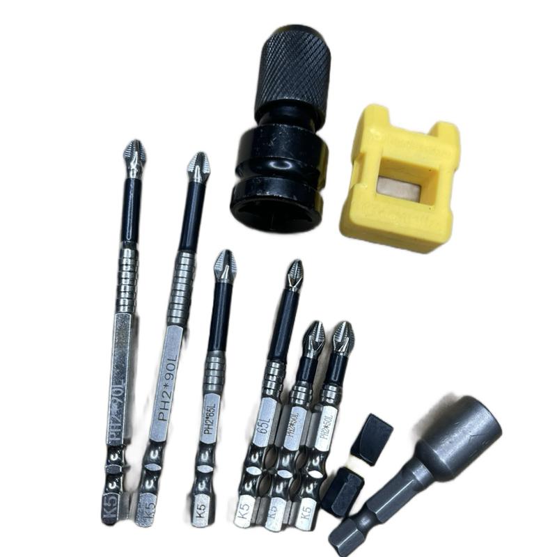  Bộ vít chống trượt + Đầu chuyển Bulong sang vít 1 2 + Đầu tôn 8mm. Thép cứng từ tính khoẻ 