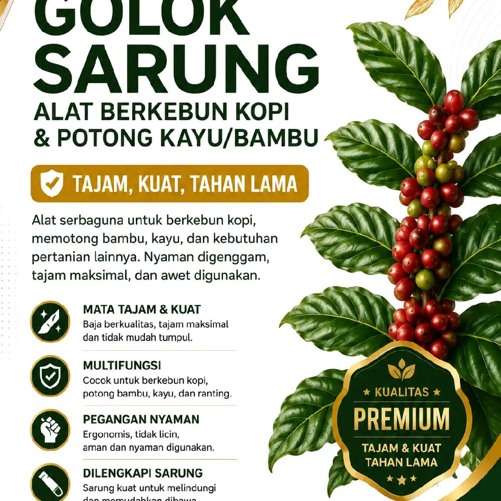 Golok tebang bambu, kayu, alat berkebun petani kopi