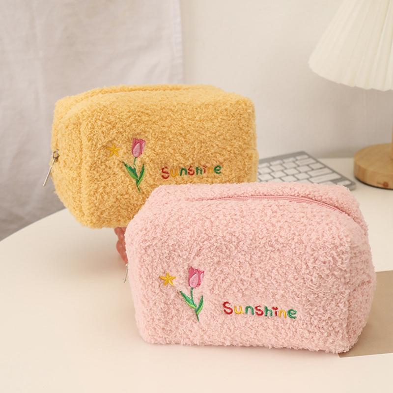Túi Đựng Mỹ Phẩm, Phong Cách Ins, Thiết Kế Hoa Tulip Nhồi Bông Túi Trang Điểm, Màu Pastel Hộp Bút Chì, Thích Hợp Cho Bé Gái, Cỡ Lớn, Lý Tưởng Cho Du Lịch, Hộp Đựng Đồ Trang Điểm, Túi Đựng Mỹ Phẩm Rửa, Trang Trí Nhà Cửa 2