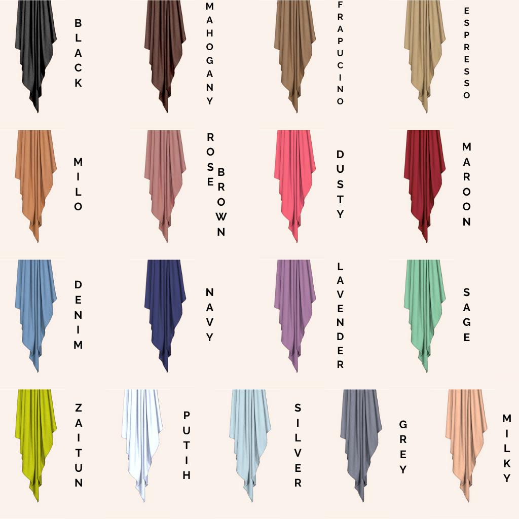 (100rb dapat 7 Pcs) Segiempat Instan Jersey Trisha - Jilbab Segi Empat Oval Jilbab Segitiga Instant Kerudung Malay Hauwa Kenan Segi Empat Super Murah