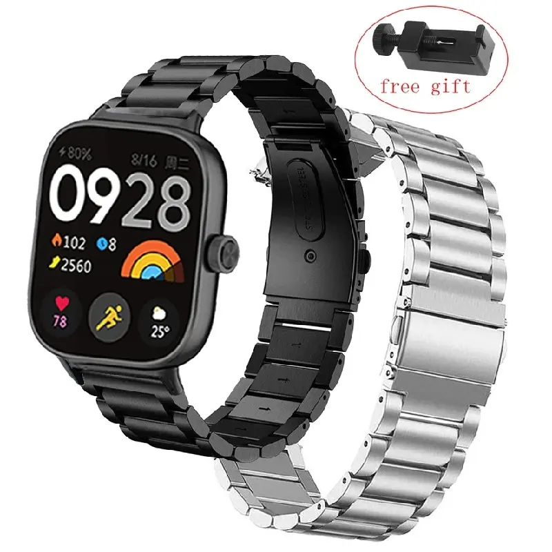 สายนาฬิกาสแตนเลส, สำหรับนาฬิกา Redmi 4/5, สร้อยข้อมือสำรอง, สำหรับ Xiaomi Mi Band 8/9 Pro, สายรัดตาข่าย, อุปกรณ์เสริม