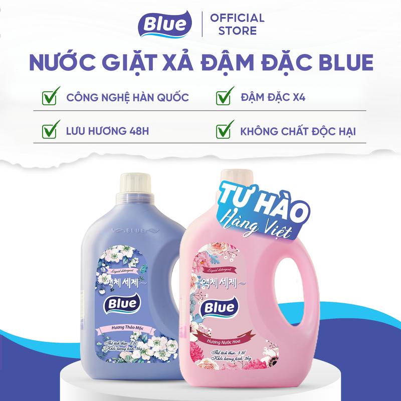   Blue Việt Nam  Combo 2 Can Nước Giặt Xả Hàn Quốc Đậm Đặc Blue 3.2L - Hương Nước hoa và Hương Thảo mộc - Công Nghệ Cải Tiến Đậm Đặc Hơn - Lưu Hương 48H - Giặt Xả 2 in 1 Tiết Kiệm Thời Gian 