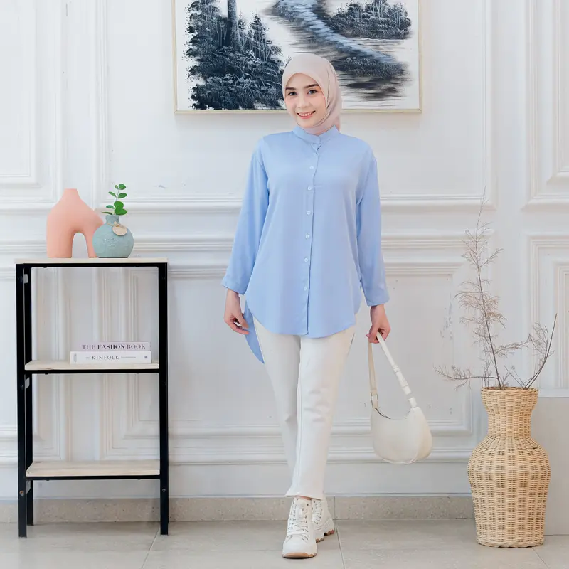 Talita Simple Blouse Atasan Wanita Lengan 7/8 Bahan Rayon Twill Ukuran M-XXL LD 120cm 3