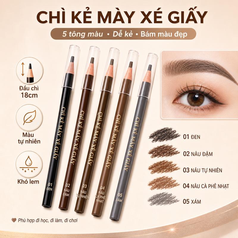 【Mua nhiều, tiết kiệm nhiều】Chì kẻ mày Aolili 1818 có 5 màu để chọn, lõi mềm…