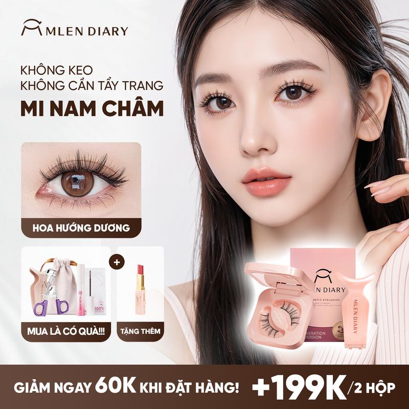   Tặng Kẹp Mi  Mlen Diary - Mi Giả Nam Châm Mềm Lông Mi Giả Từ Tính An Toàn Tái Sử Dụng Chất Lượng Cao Chuyên Nghiệp Dễ Gắn Dễ Sử Dụng Tự Nhiên Và Nhẹ Nhàng 