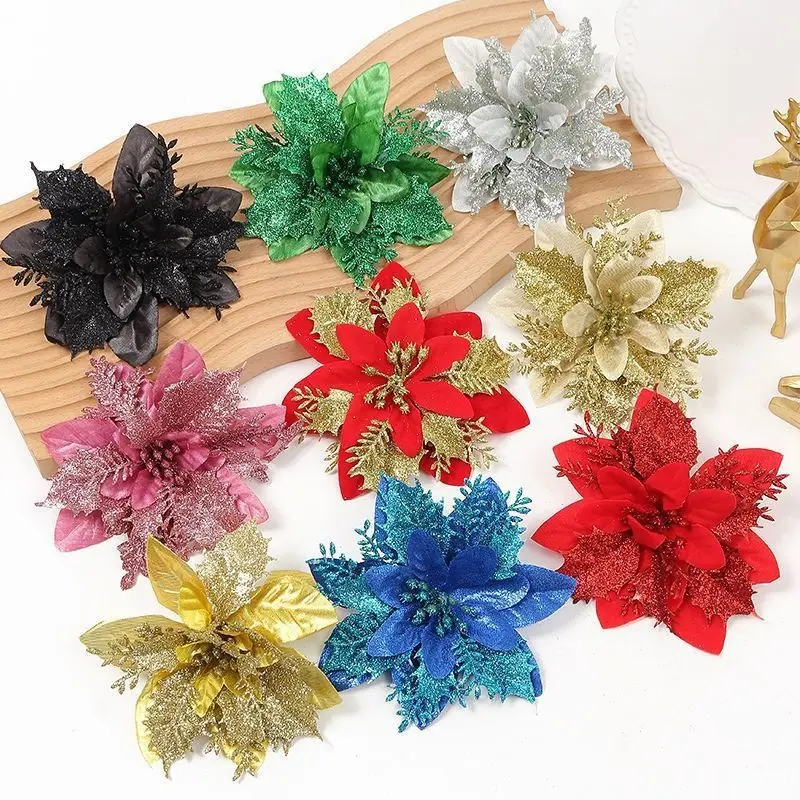 Aksesoris Ornamen Bunga Pohon Natal Bunga Glitter Christmas
