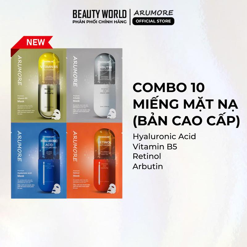 LIVESTREAM Combo 10 Mặt Nạ ARUMORE Dưỡng Ẩm Làm Sáng Đều Màu Da 23ML