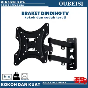 OUBEISI Bracket TV LED LCD Monitor 17" - 42" X-200 Full-Motion TV Wall Mount Hitam Putih VESA 100x100-200x200 Max Load 30kg Tilt Swivel Rotate
