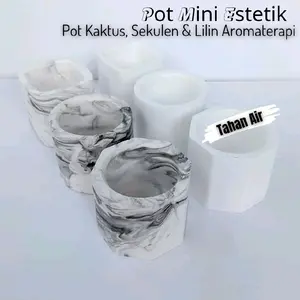 Pot Mini Aesthetic Berbahan Gypsum Casting untuk Kaktus Sekulen dan Wadah Lilin Aromaterapi