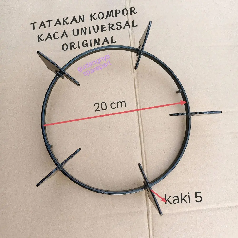 Tatakan Kompor Kaca Universal 2 Tungku Hitam 20 cm Kaki 5 Original