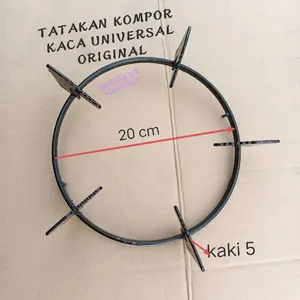 Tatakan Kompor Kaca Universal 2 Tungku Hitam 20 cm Kaki 5 Original