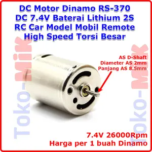 Dinamo DC Motor 370 DC 7.4V 6V-12V 2S Baterai Lithium Kecepatan Tinggi Torsi Besar RC Remote Car Model Mobil Remote