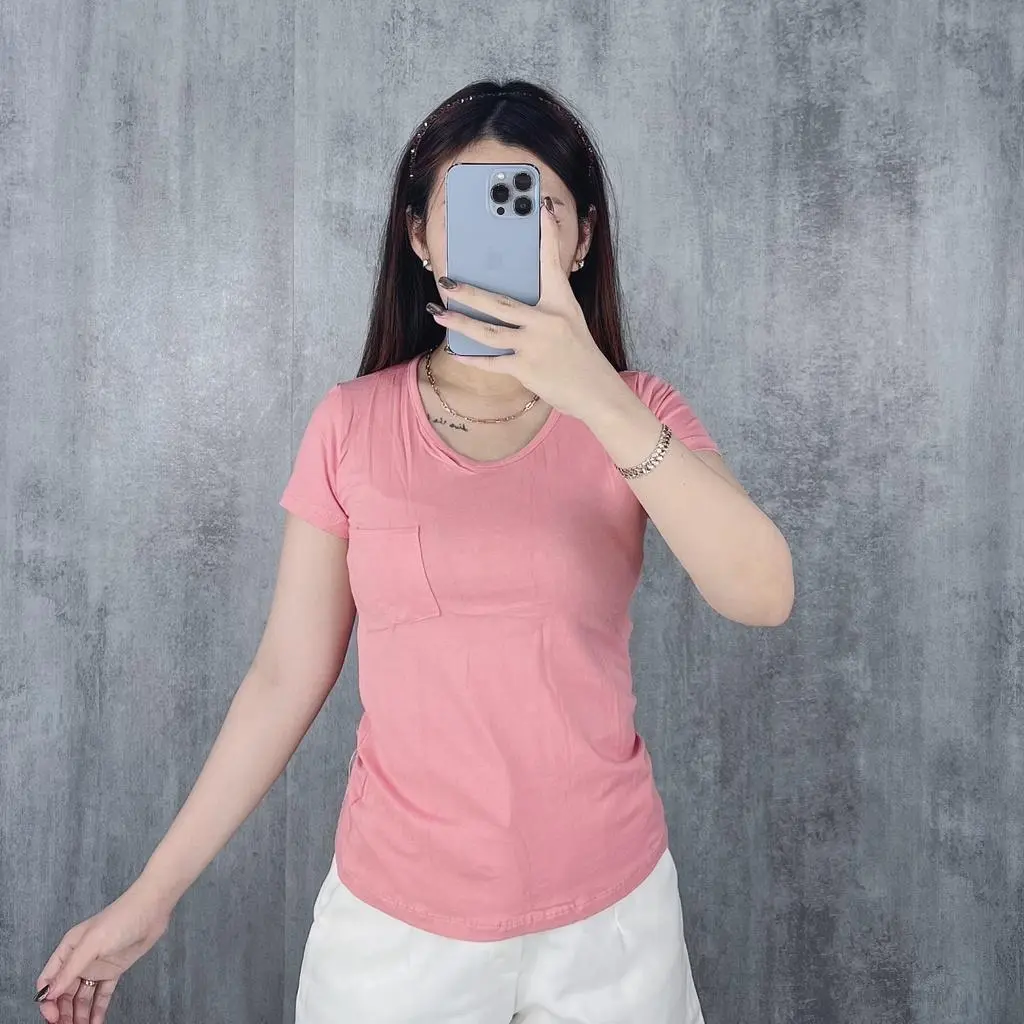 Dewi Club Kaos Pocket basic 155  Atasan nita polos Grosir @25  kaos polos Kaos wanita crop top Pakaian Dalam Wanita Atasan Wanita  T-shirt Panjang Rayon
