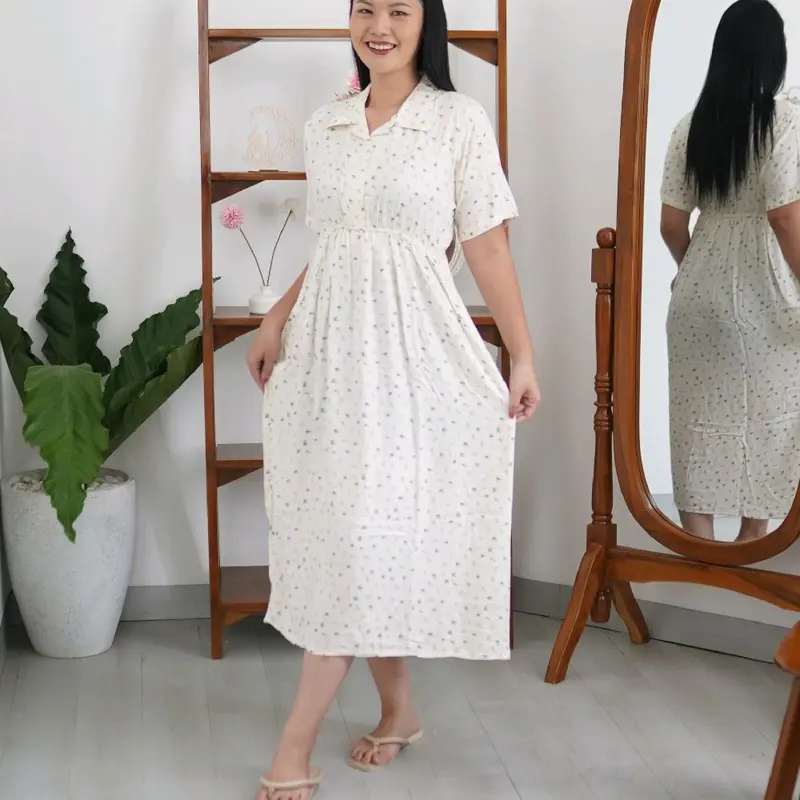 Quila homewear daster collection Nerissa series rayon premium mahira dailywear Motif Twill Cantik Busui Ibu Kancing 8