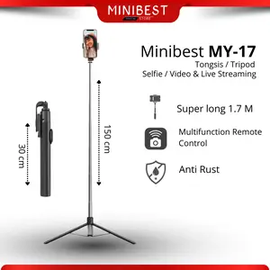 MINIBEST MY17 Tongsis Tripod Bluetooth Selfie Stick Remote Tripod 360° HP Super Long Panjang