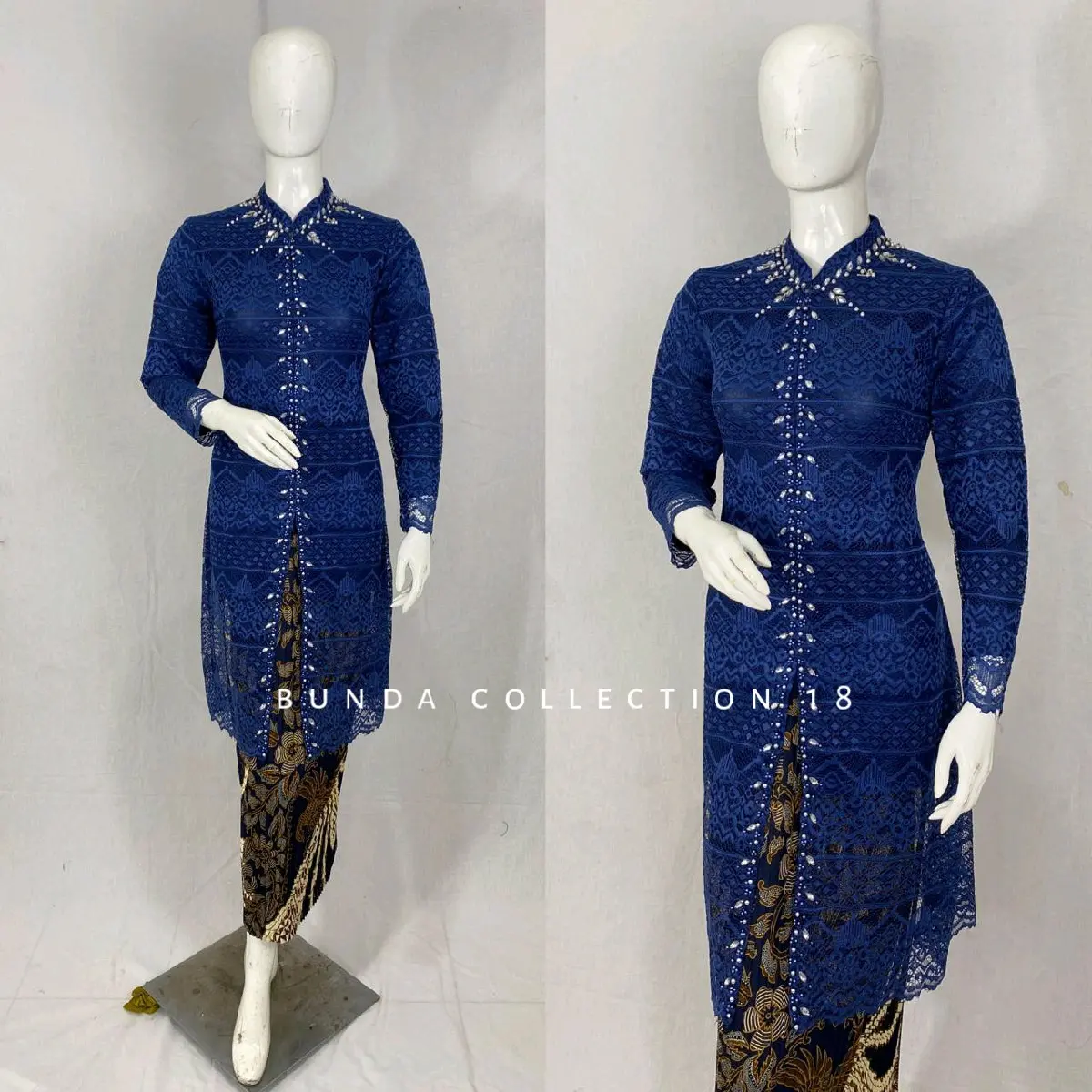 Kebaya Tunik Brokat Payet Model Belah Depan / Kebaya Ibu Hajat / Seragam Kebaya Nikahan / Kebaya Mewah