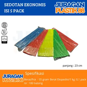 Sedotan Ekonomis Isi 5 Pack / Sedotan Warna Warni / Sedotan Murah / Sedotan Es Teh Isi 5 Pack Plastik