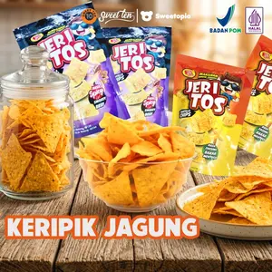［SWEET TEN］JERITOS TORTILA CHIPS(ISI 10-20 PCS 1 DUS) aneka rasa Jagung bakar mentega Spicy smokey beef renyah spicy dan gurih, Cemilan sehat dan premium kesukaan anak anak kemasan pack, makanan ringan&Halal