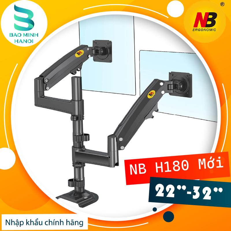   NB H180     Combo H180+FP2 Tay arm đôi   Giá Đỡ   Giá Treo Màn Hình 17 - 27 Inch - Giá đỡ màn hình và laptop 