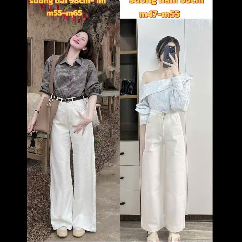 9 MÀU HOT ''XS-XL ''-Có phiên bản nấm lùn Quần Suông Cạp Cao Trơn Bagic ,Jeans Vải Siêu Mềm Che Khuyết Điểm Tốt