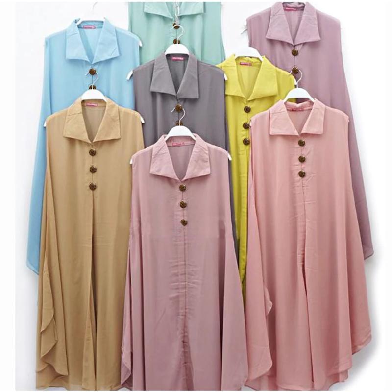 Outer Kardigan Jumbo Tanpa Lengan Bahan Ceruty Babydoll By Azka Collection - Model Pengencang Kancing 2
