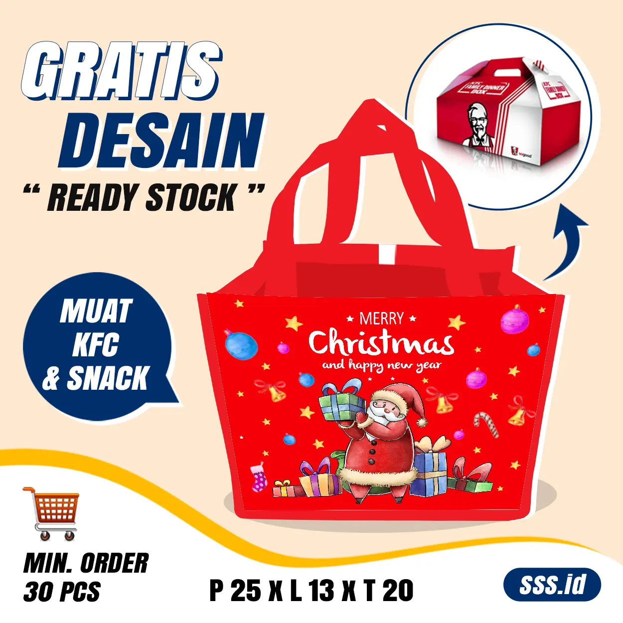 45 pcs - Tas Natal Tas Souvenir Natal Tas bingkisan natal Hampers Natal Murah