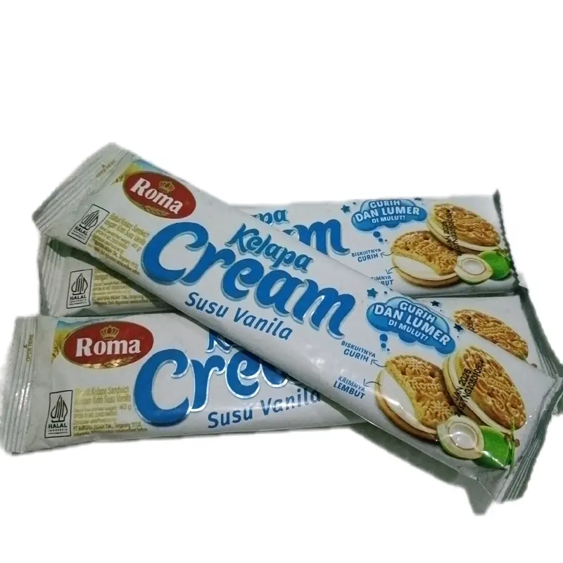 Roma Kelapa Cream susu Vanila. Snack Makanan Cemilan Kering Manis Wafer Biskuit Krim 0