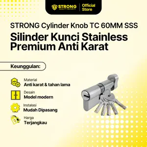 STRONG Cylinder Knob Kunci Pintu CYL TC 60MM SSS | Silinder Kunci Pintu Stainless Anti Karat | Kunci Pintu Rumah & Kantor | Door Cylinder Mortise Lock | Aksesoris Silinder Pengganti Body Lock & Baut Tanam Pintu