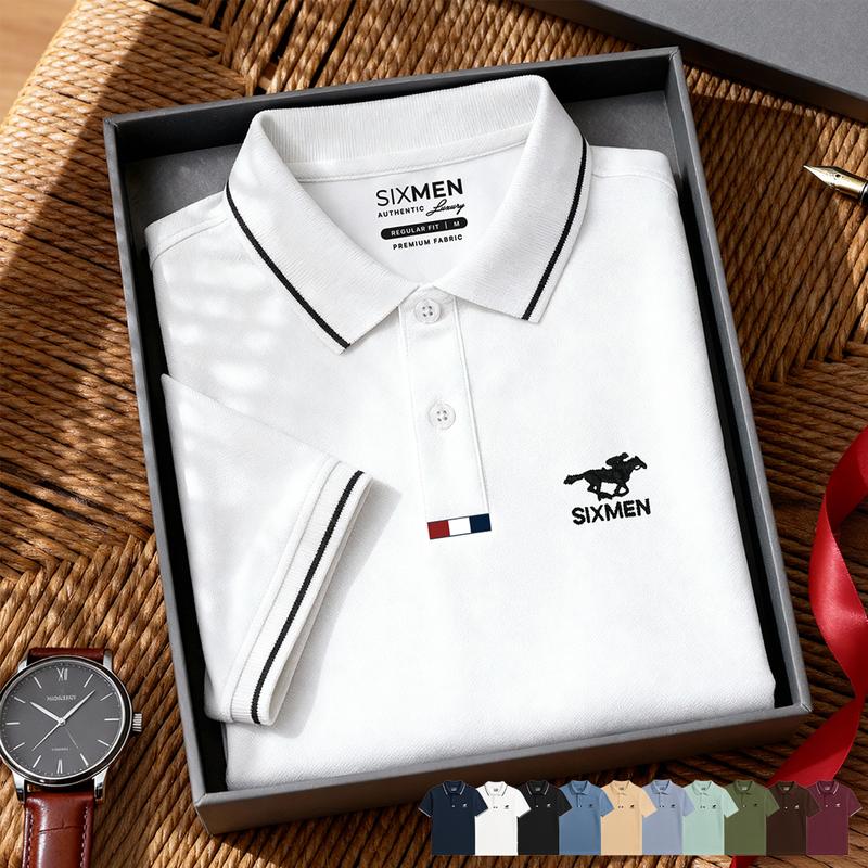 Áo Polo nam cao cấp cổ bẻ Tặng Hộp Gói Quà Xịn 10 màu Polo Italy Horse SIXMEN vải cá sấu cotton CVC Thoáng mát Menswear Ngắn Tay Có Cổ