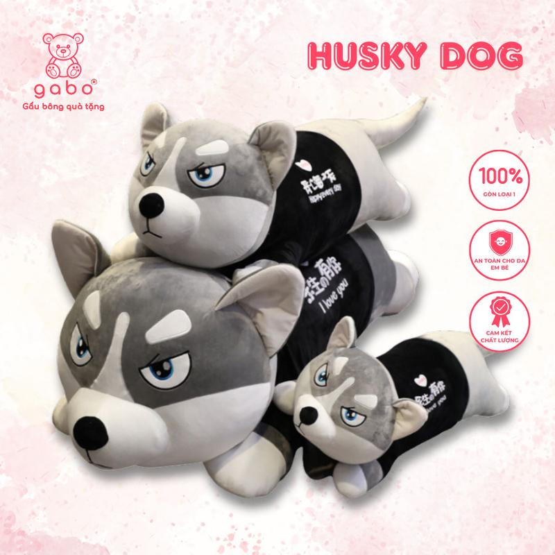 Gấu bông Chó husky chó ngáo size 1M5 Gối ôm có khoá kéo Siêu to khổng lồ.