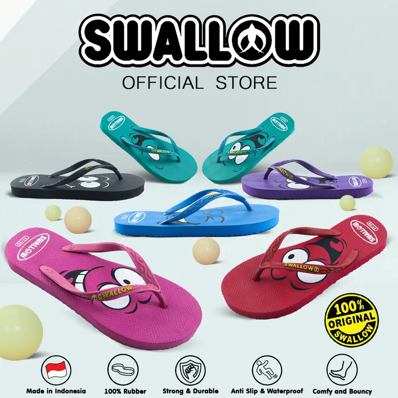 Swallow Sandal Jepit Emoji - Sendal Karet Dewasa Wanita Pria Anti Selip 1