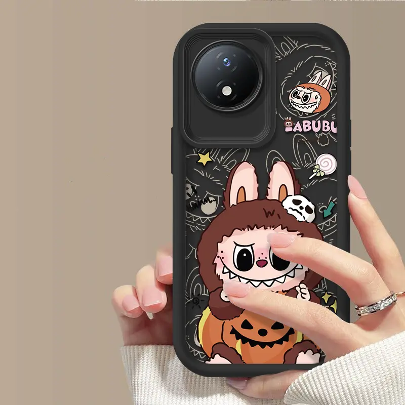 Untuk VIVO Y02 Y02T Y02A Y02S Labubu Casing Jual panas Casing lembut untuk ponsel Bahan silikon Gaya baruKasus TPU Anti gores Kamera Cakupan Penuh Tahan benturan Kepala Kacamata Malaikat Kotak Pelindung Ponsel 6